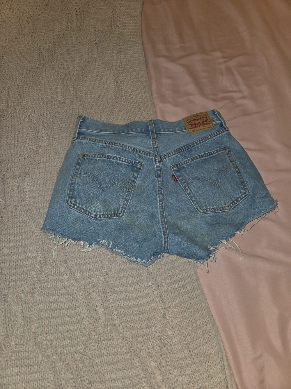 Levi's 501's  Light Blue Denim Cutoff Shorts with Frayed Hem